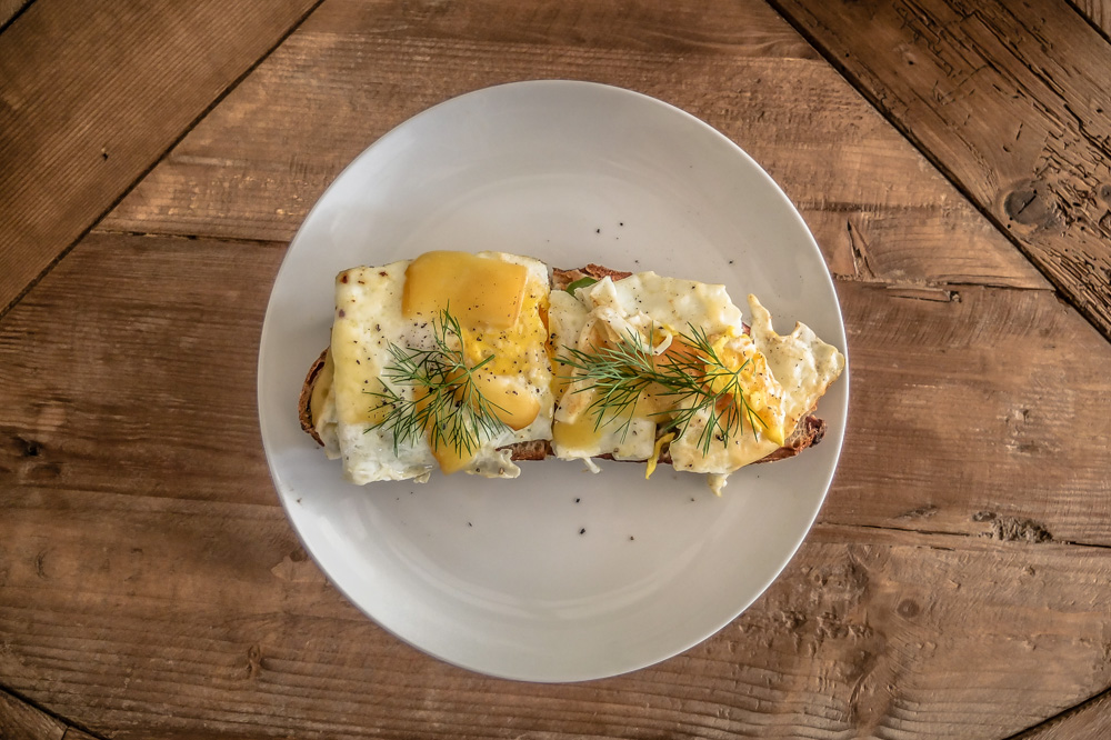 Breakfast open faced sandwich