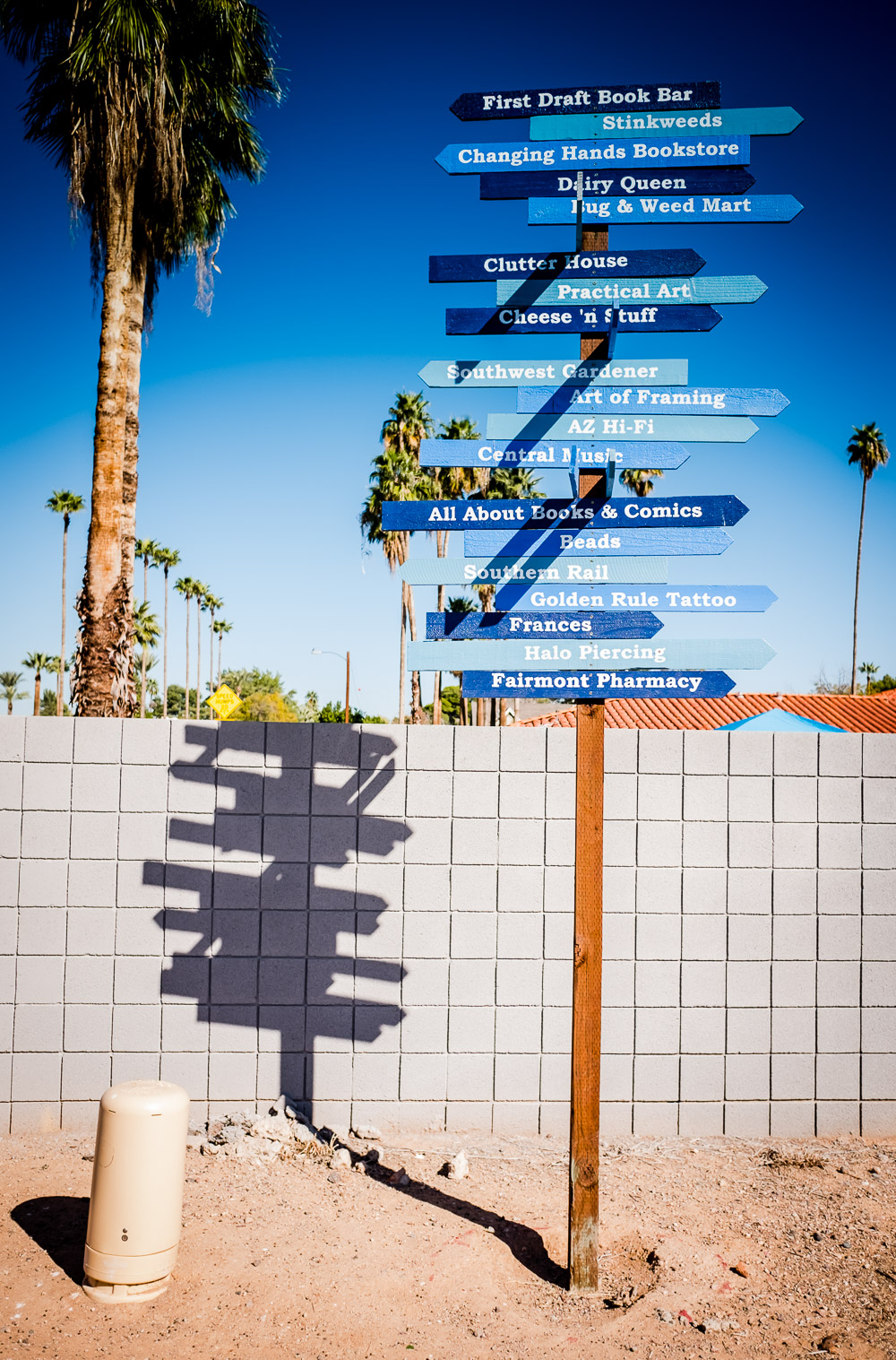 Across the street from Changing Hands Bookstore, in the alley - a sign, directions and all.